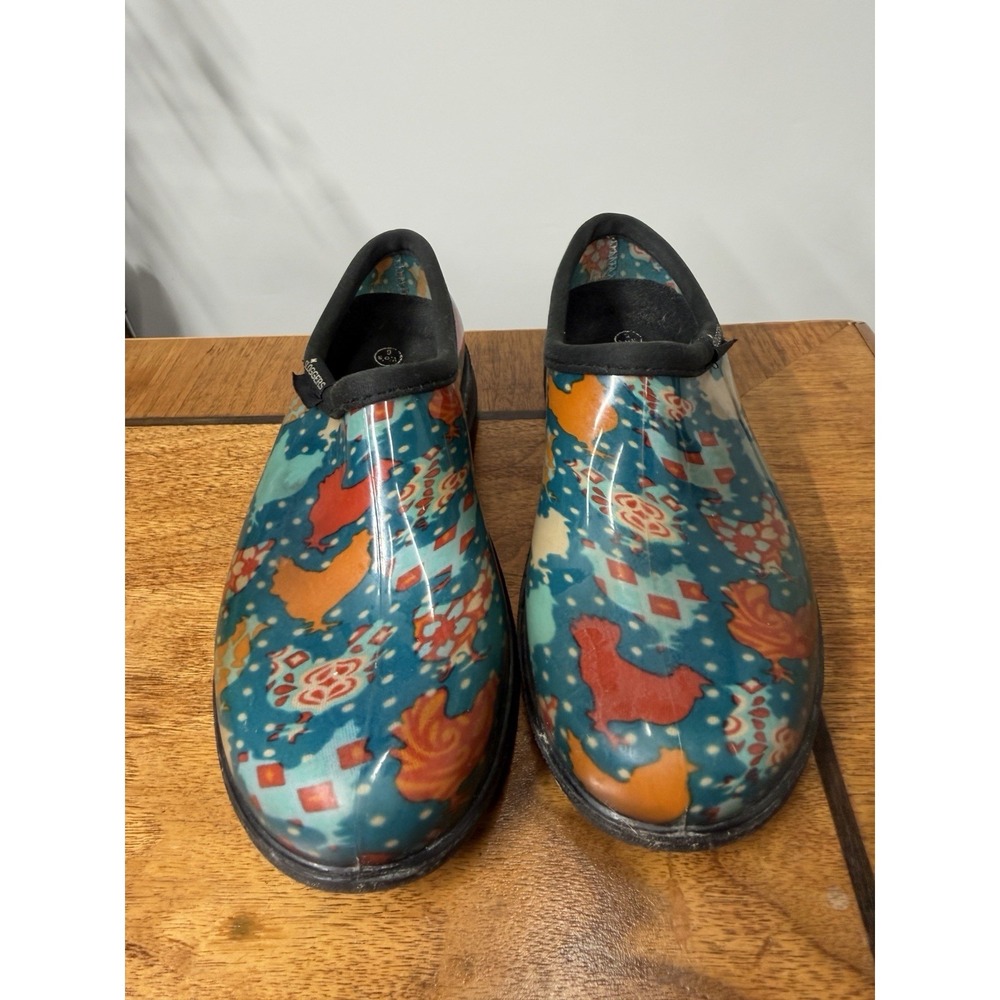 SLOGGERS Women's 6 Chicken Garden Clog Rubber Rain Shoes Slip-On Waterproof